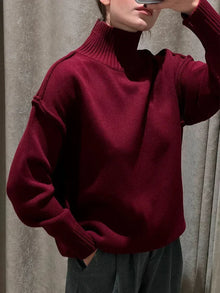 Yalisse | Eleganter Rollkragenpullover gestrickt – Burgunderrot