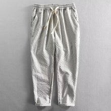 Lorenz™ Hose aus Baumwoll-Leinen mit Eleganten Streifen – Weiß