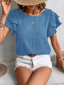 Liriane | Verspielte Rüschenbluse – Malachitblau