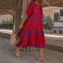 Blumiges Midikleid mit Volants | Luftig & Feminin | Ideal für den Sommer – Rot