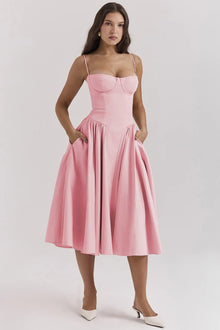 Celine - Midikleid ärmellos mit Korsettpassform – Rosa