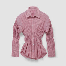 Raffinierte Bluse mit Raffung und Hemdkragen für Damen – Rot