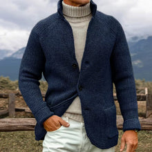 ERWIN - STRICKJACKE AUS GROBER STRICKOPTIK – Blau