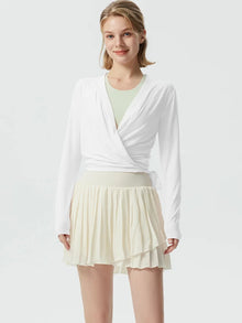 Siria | Pilates Wickelshirt Langarm – Weiß