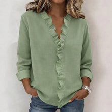 Sorelle™ Bluse mit Vertikalem Rüschendetail und Zeitlosem Stil – Hellgrün