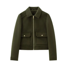 Kerstin | Damen Freizeit-Jacke mit Reißverschluss und Woll-Mix – Grün