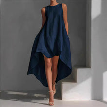Solennie™ Kleid Mit Verlängertem Saum und Minimalistischem Design – Blau