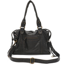 Vintage Vegan Schultertasche – Elegante Damen Crossbody Bag aus Eco-Leder – SCHWARZ