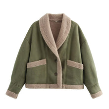 Bianca - Wildlederjacke mit Taschen Frau Winter Chic – Grün