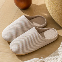 Unisex Gestreifte Drinnen Hausschuhe | Bequem – Beige