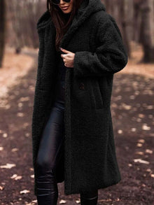 Bridgette - Teddy Jacke Plüsch Pelzmantel – Schwarz