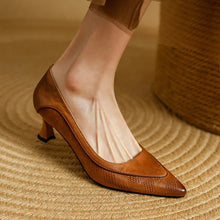 Pauline | Damen Leder Pumps Spitze Zehenpartie – Echte Leder Pumps Elegant 2026 – Braun