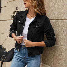 Trendige Damen Jeansjacke für den Herbst – Schwarz