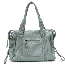 Vintage Vegan Schultertasche – Elegante Damen Crossbody Bag aus Eco-Leder – EISBLAU