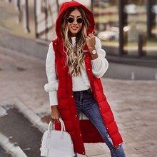 Weste Damen Lang Mit Kapuze | Winter Steppdesign – Rot