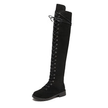 Damen Stilvoll Overknee-Stiefel | Schnüren – Schwarz