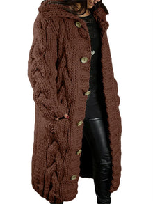 Gemütliche Strickjacke mit Kapuze für Damen – Braun