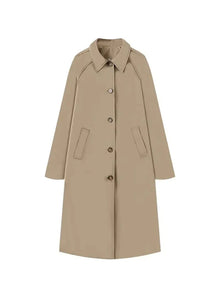 Farah | Langer Trenchcoat Mit Karofutter – Khaki
