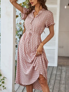 Liriane | Verspielt Polka-Dot Midi-Kleid – Rosa