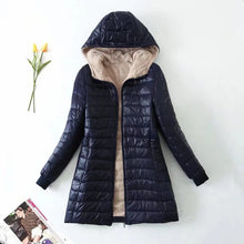 Damen Winter Fleece Jacke | Mit Kapuze – Marineblau