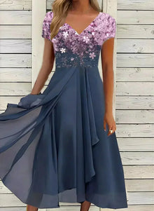 Elegantes Chiffon Abendkleid für Damen – Rosa Blau