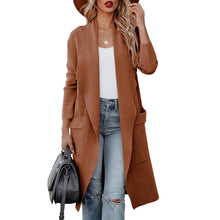 Langer Damen Cardigan mit Taschen – Bequemer und modischer Strickmantel für den Alltag – Braun