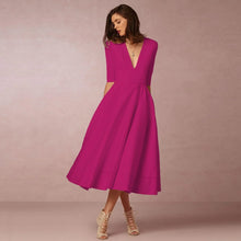 Norma™ – Damen Midikleid Elegante Raffinesse – Rosa Rot