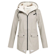 Damen Winter Wasserdichter Trenchcoat | Mit Kapuze – Beige