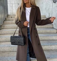 Johanna | Damen Trenchcoat mit langen Ärmeln und Knopfleiste – Dunkelbraun