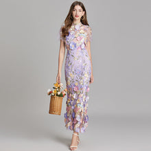 Chinny - Bohemian Transparentes Besticktes Kleid – Lila