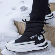 Win | Groovywish Herren Winter Orthopädische Stiefel Mehrfarbig Wasserdichte Schuhe – Schwarz und weiß