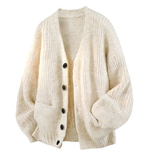 Soumaila - Locker Sitzende Strick Jacke Mit V-Ausschnitt – Aprikose