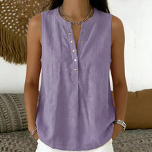 Bluse Nadine™ mit Knopfleiste und Rundhalsausschnitt – Flieder