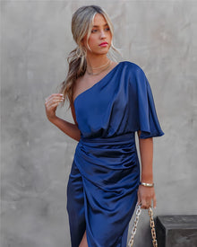 Zaida® | Elegantes One-Shoulder-Abendkleid – Blau