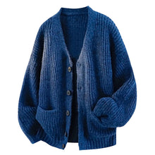 Soumaila - Locker Sitzende Strick Jacke Mit V-Ausschnitt – Blau