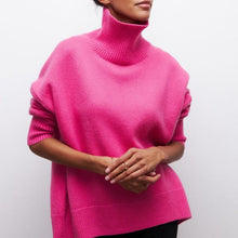 Damen Pullover | Lässig mit Rollkragen und weitem Schnitt – Rosa