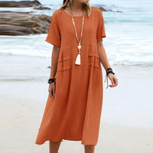 Kleid Alessia™ aus Baumwoll-Leinen mit seitlichen Lagen-Details – Orange