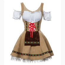 Damen Mini Elegante Oktoberfest Dirndl Kleid – Khaki