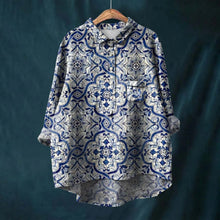Lhara - Elegantes Blumenhemd Damen Mode Oberteil – Blau