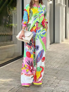 Zweiteiler mit Print | Weite Hose | Moderner Statement-Look – Mehrfarbig