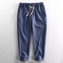 Lorenz™ Hose aus Baumwoll-Leinen mit Eleganten Streifen – Blau