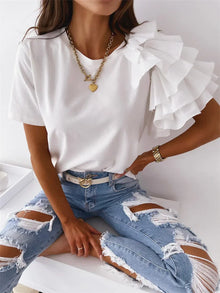 Norlina | Auffälliges Rüschensleeve-Top – Weiß