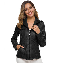 Lässige Lederjacke Mit Kapuze Für Damen | Perfekt für lässige Tage – Schwarz