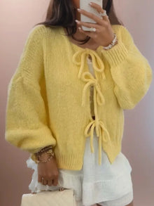 Doris | Damen Warme Strickjacke mit langen Ärmeln – Gelb