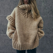 Kuscheliger Übergroß Rollkragenpullover für Damen | Winter – Khaki