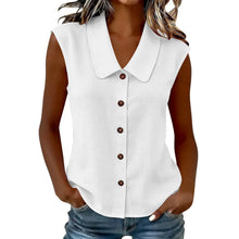 Celinea™ Baumwoll-Leinen-Bluse Mit Elegantem Kragen Und Vorderen Knöpfen – Weiß