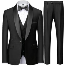 Herren 3-Dreiteiler Hochzeitsgast Anzug | Jacke, Weste und Hose – Schwarzer Knopf Schwarz