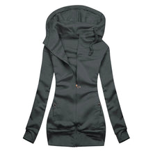 Damen-Kapuzenjacke | Asymmetrischer Reißverschluss | Figurbetonte Passform – Hellgrau