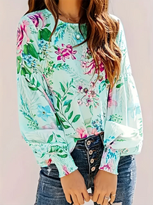Liriane | Elegante Bluse mit Blumendessin – Grün