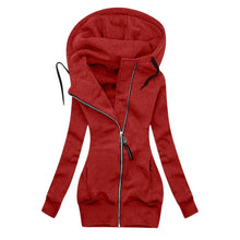 Damen-Kapuzenjacke | Asymmetrischer Reißverschluss | Figurbetonte Passform – Rot